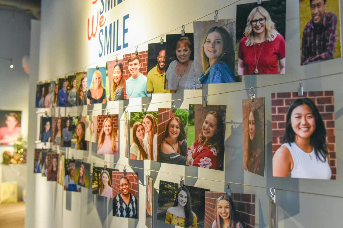 Patient Smile Gallery at Parks Orthodontics in Grafton, VA Gallery wall of patient smile photos in the lobby at Parks Orthodontics in Grafton, VA